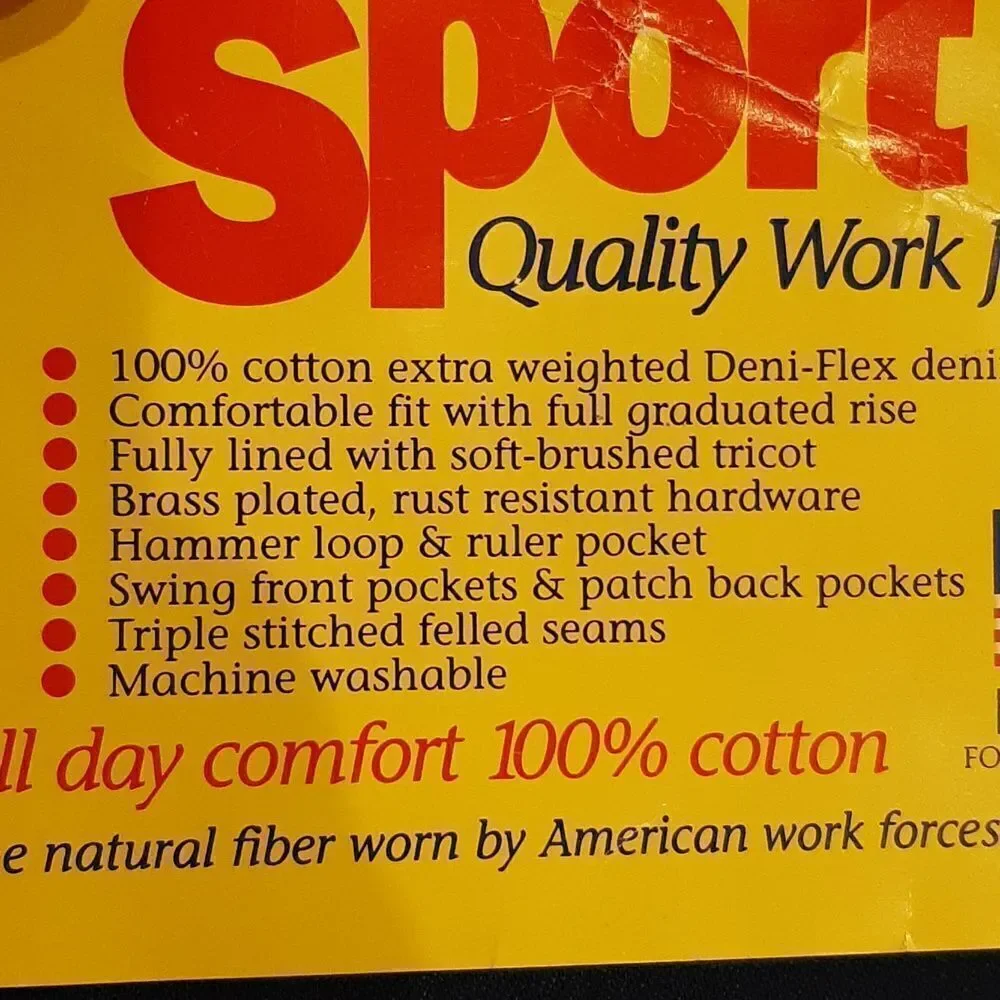 Workin' Spot Flannel Lined Heavyweight Denim Work Jeans  NWT